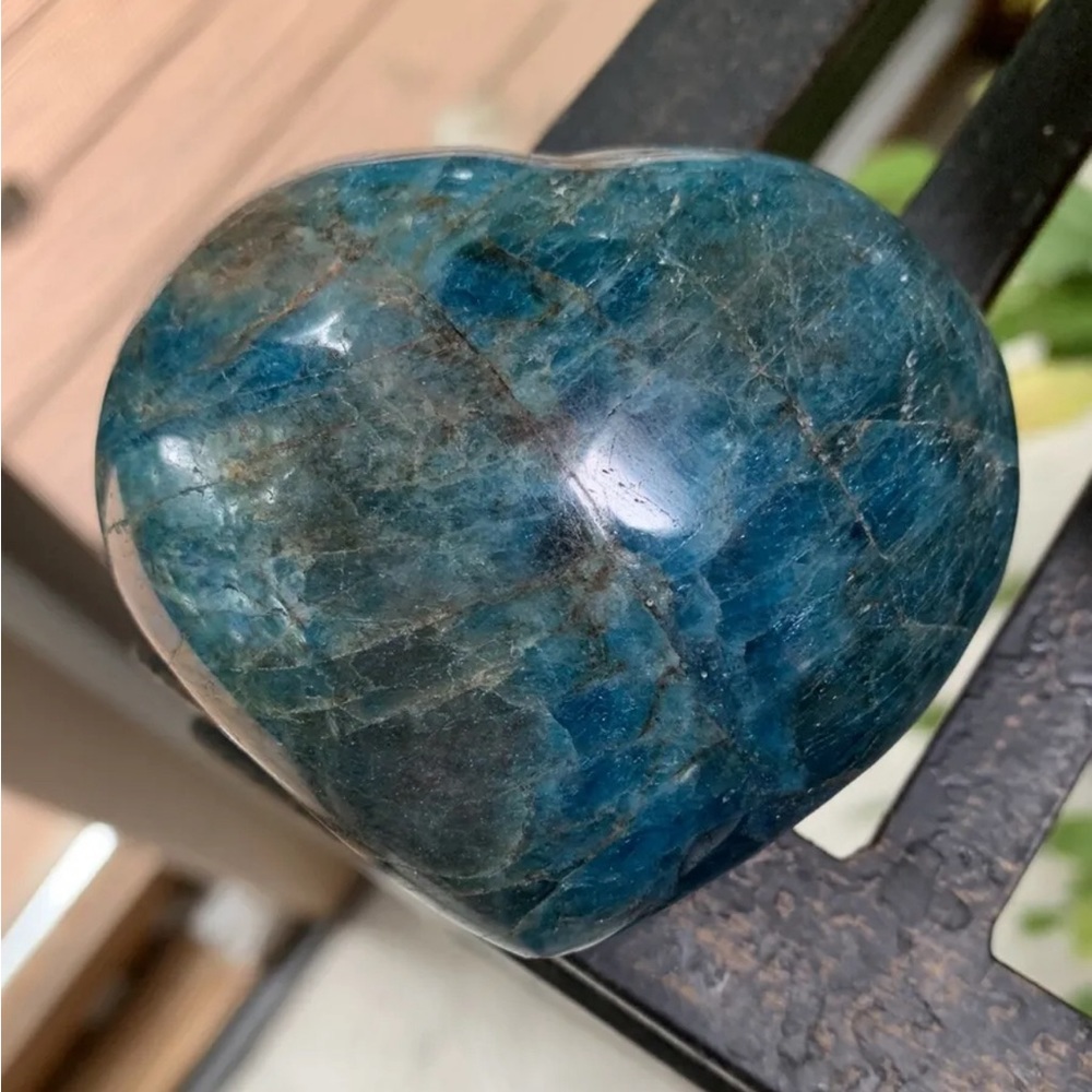 Blue Apatite Carved Heart 💙 natural carved polished crystal